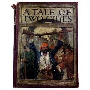 Charles Dickens Maroon Cloth Harvey Dunn Tale‎ of Two Cities Hardcover 1921